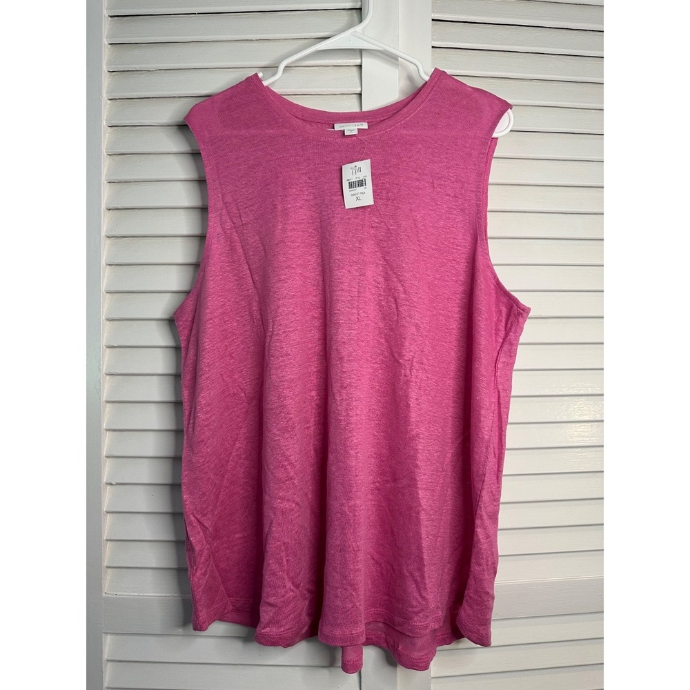 NWT J Jill Size XL Love Linen Sweet Pea Pink Sleeveless Knit Top
